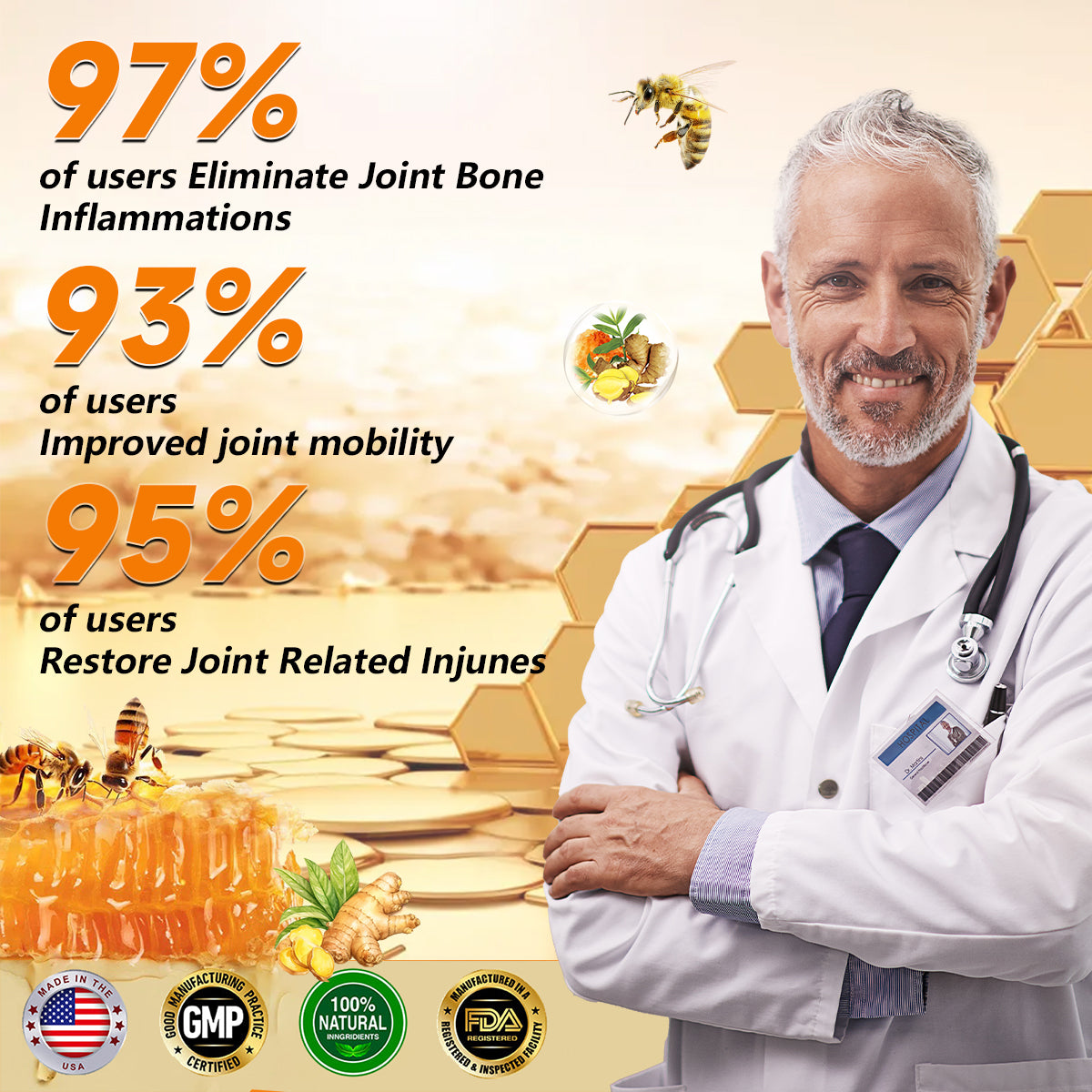 Furzero™🌹 Bee Venom & Turmeric Joint and Bone Pain Relief Cream (Specializes in Joint and Arthritis Pain & AAOS Recommends)